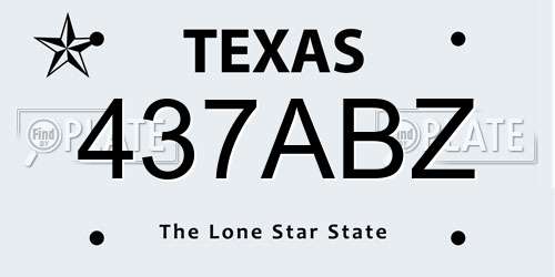 437ABZ Texas License Plate