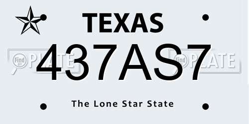 437AS7 Texas License Plate