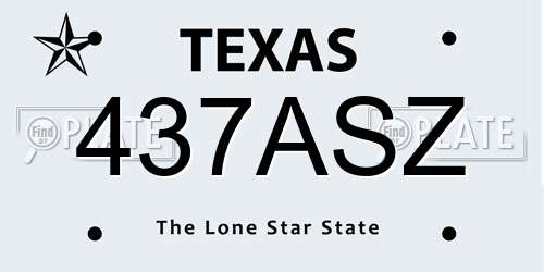 437ASZ Texas License Plate