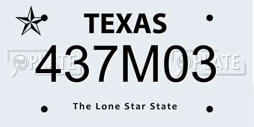 437M03 Texas License Plate