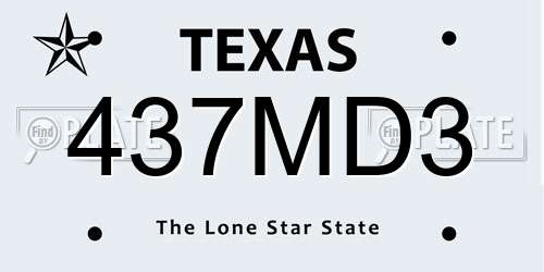 437MD3 Texas License Plate