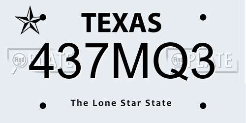 437MQ3 Texas License Plate