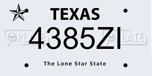 4385ZI Texas License Plate
