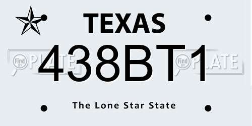 438BT1 Texas License Plate