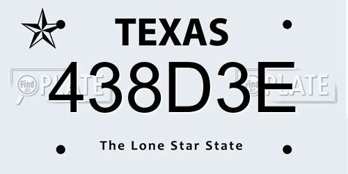 438D3E Texas License Plate