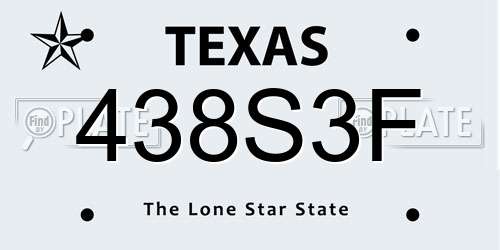 438S3F Texas License Plate