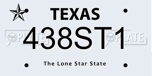 438ST1 Texas License Plate