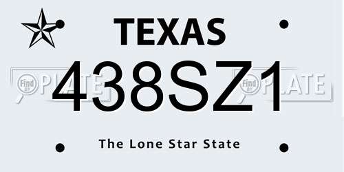 438SZ1 Texas License Plate