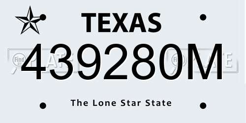 439280M Texas License Plate