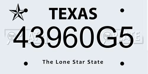 43960G5 Texas License Plate