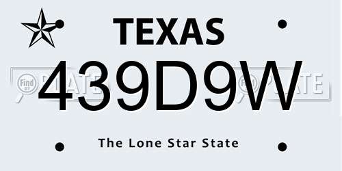 439D9W Texas License Plate
