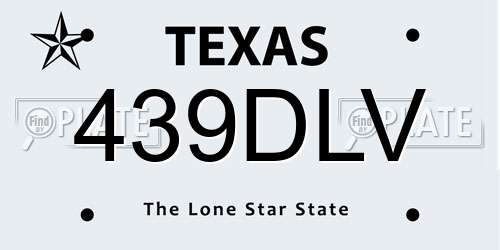 439DLV Texas License Plate