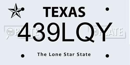 439LQY Texas License Plate