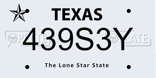 439S3Y Texas License Plate
