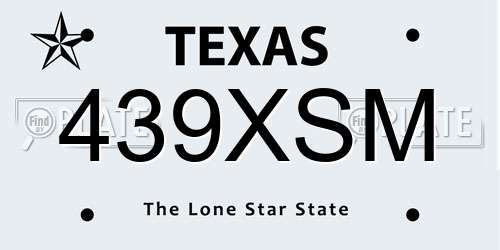 439XSM Texas License Plate