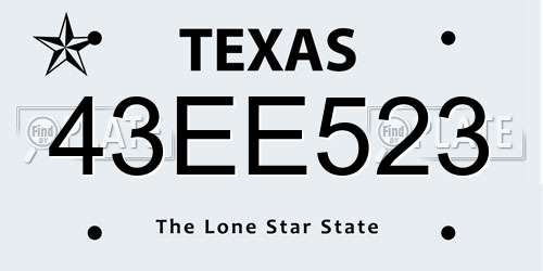 43EE523 Texas License Plate