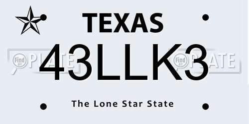 43LLK3 Texas License Plate