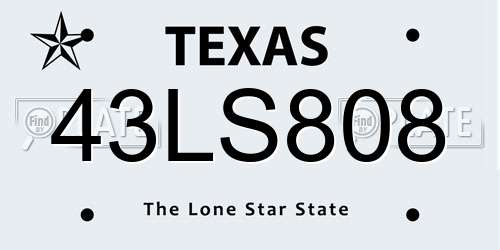 43LS808 Texas License Plate