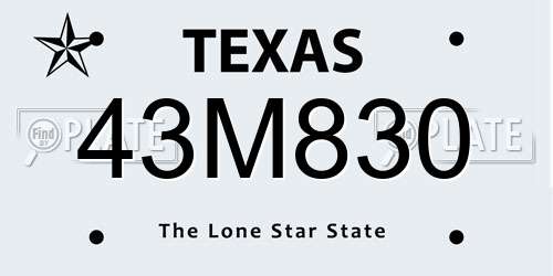 43M830 Texas License Plate