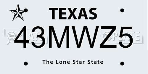 43MWZ5 Texas License Plate