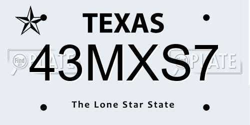 43MXS7 Texas License Plate