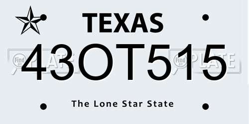 43OT515 Texas License Plate