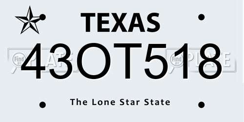 43OT518 Texas License Plate