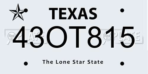 43OT815 Texas License Plate