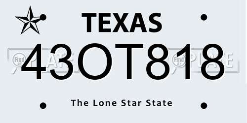43OT818 Texas License Plate