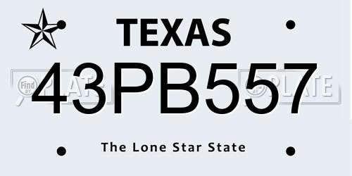 43PB557 Texas License Plate