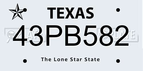 43PB582 Texas License Plate