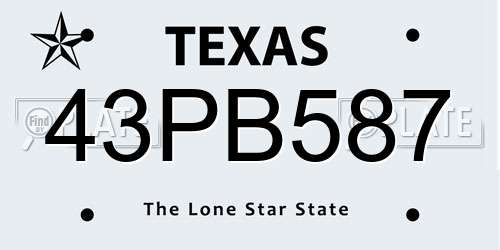 43PB587 Texas License Plate