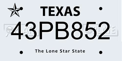 43PB852 Texas License Plate