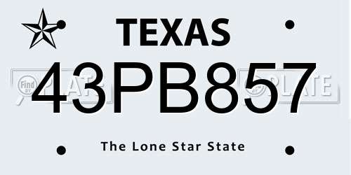 43PB857 Texas License Plate