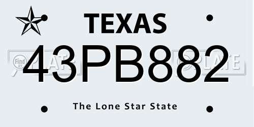 43PB882 Texas License Plate