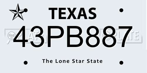 43PB887 Texas License Plate
