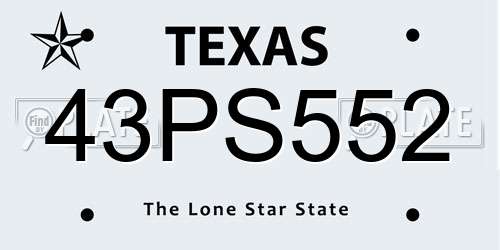 43PS552 Texas License Plate