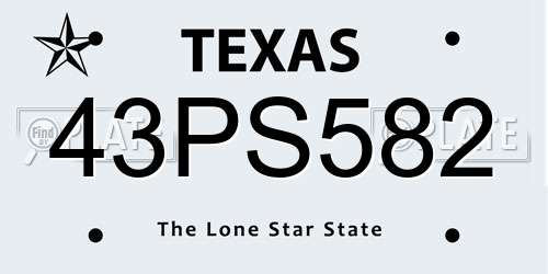 43PS582 Texas License Plate