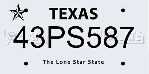 43PS587 Texas License Plate