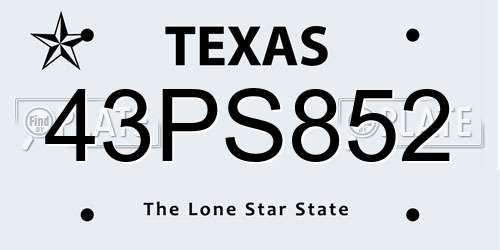43PS852 Texas License Plate