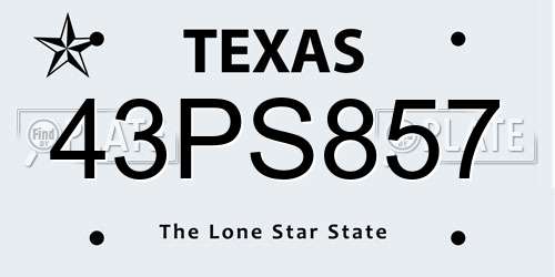 43PS857 Texas License Plate