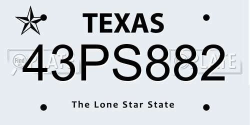 43PS882 Texas License Plate
