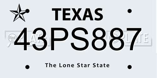 43PS887 Texas License Plate