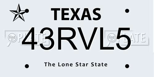 43RVL5 Texas License Plate