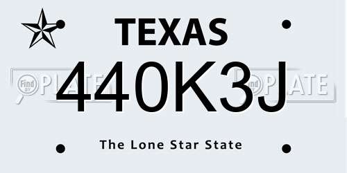 440K3J Texas License Plate