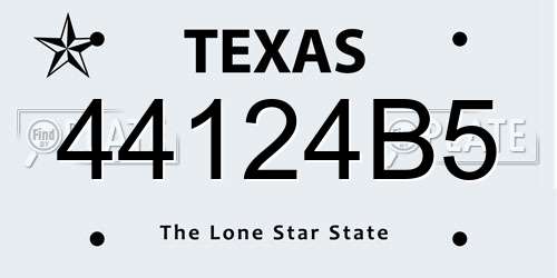 44124B5 Texas License Plate