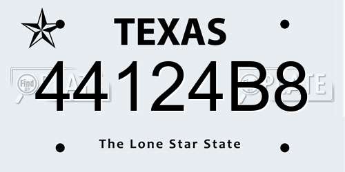 44124B8 Texas License Plate