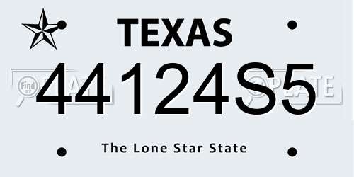 44124S5 Texas License Plate