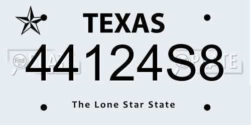 44124S8 Texas License Plate