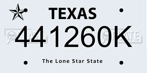 441260K Texas License Plate